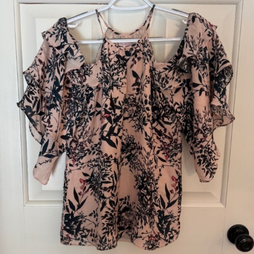 Parker Suzette Cold Shoulder Silk Floral Print Blouse Size Small 45748